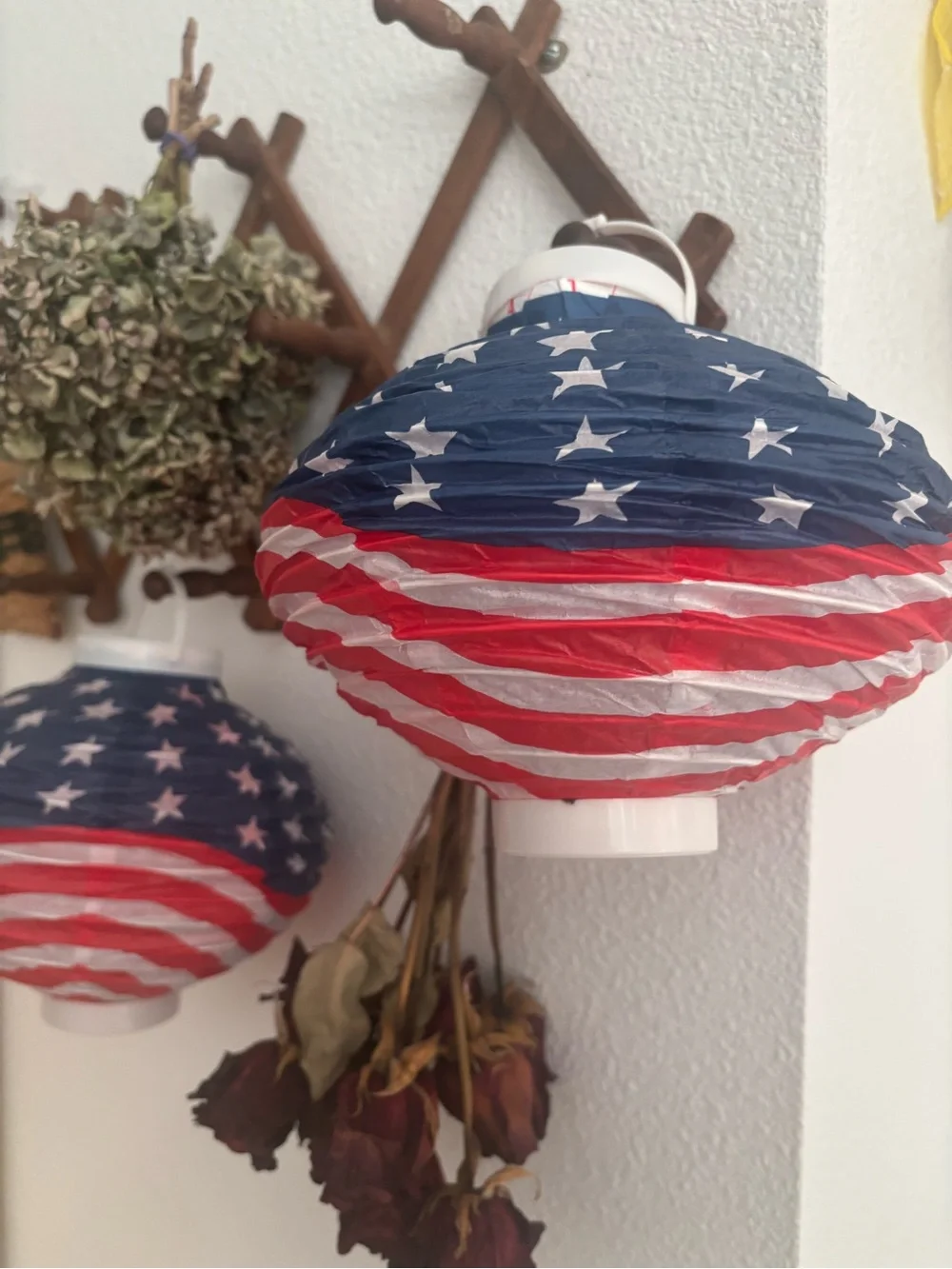 Patriotic Stars/Stripe Paper Lantern Hanging Battery Operated ONE Final Sale